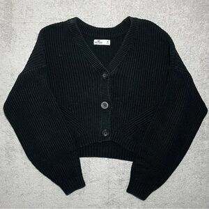 Hollister Black Button Up Knit Sweater Cardigan